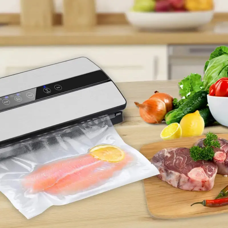 Pack of 100 Pre-Cut Textured Vacuum Sealer Bags for Efficient Food Storage and Compression