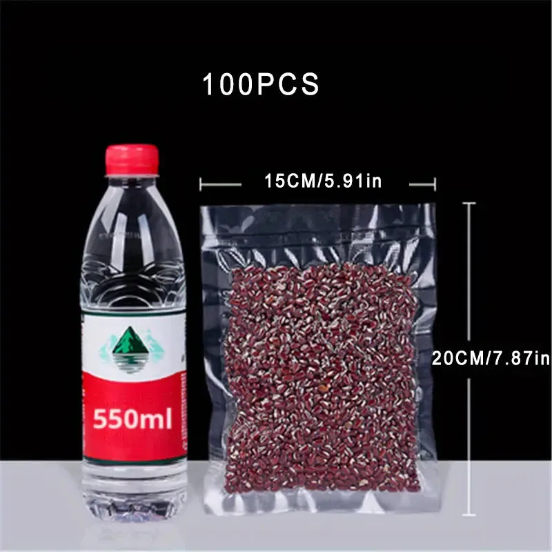 Pack of 100 Pre-Cut Textured Vacuum Sealer Bags for Efficient Food Storage and Compression