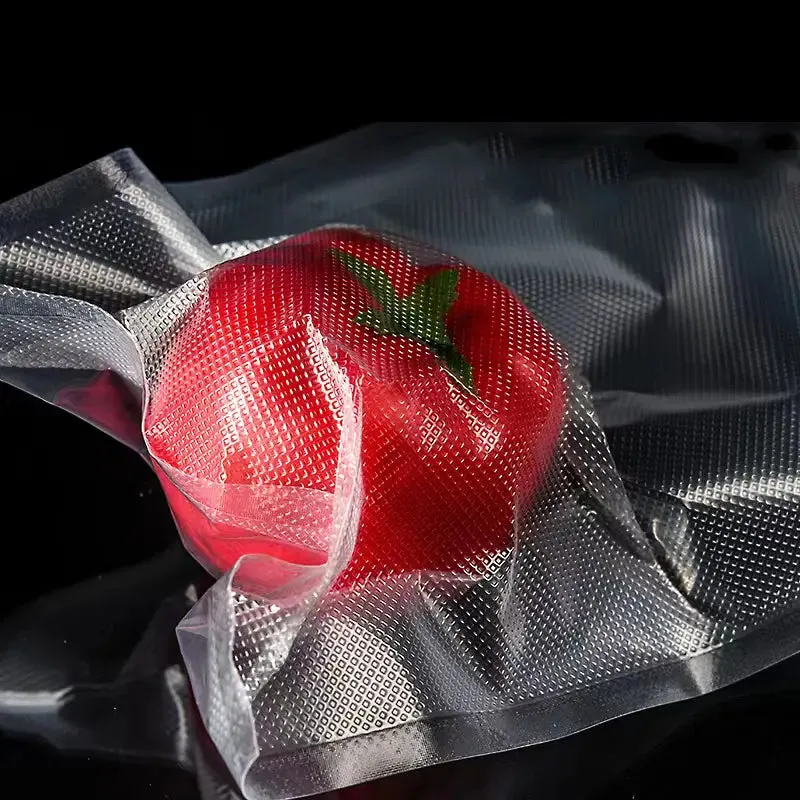 Pack of 100 Pre-Cut Textured Vacuum Sealer Bags for Efficient Food Storage and Compression