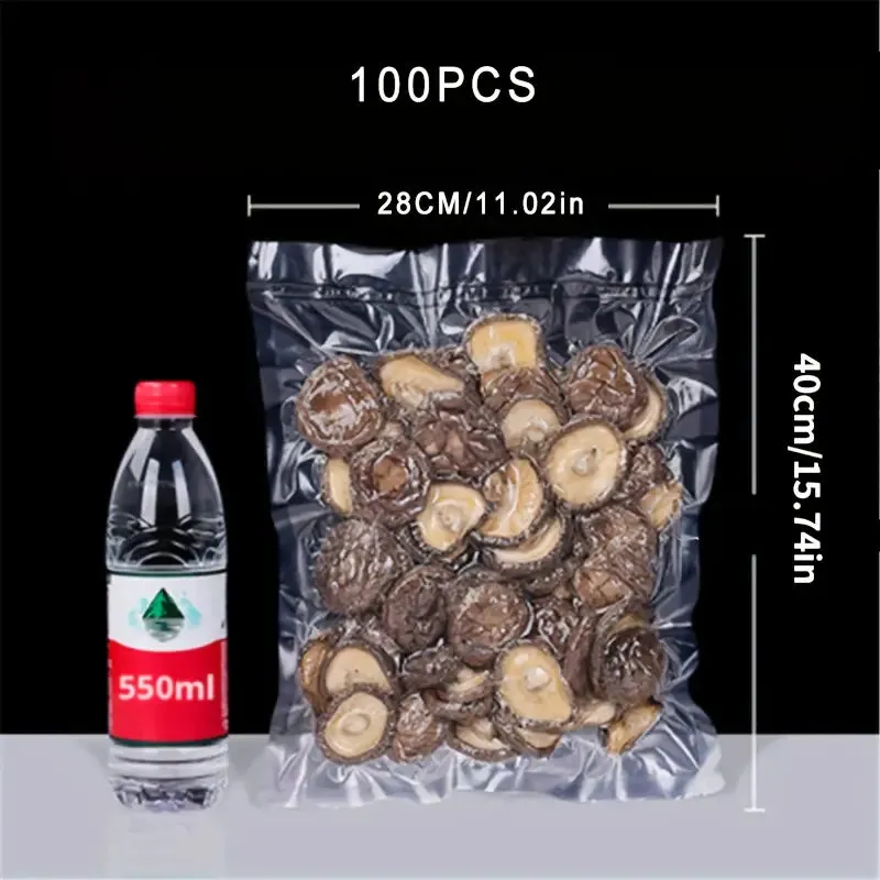 Pack of 100 Pre-Cut Textured Vacuum Sealer Bags for Efficient Food Storage and Compression