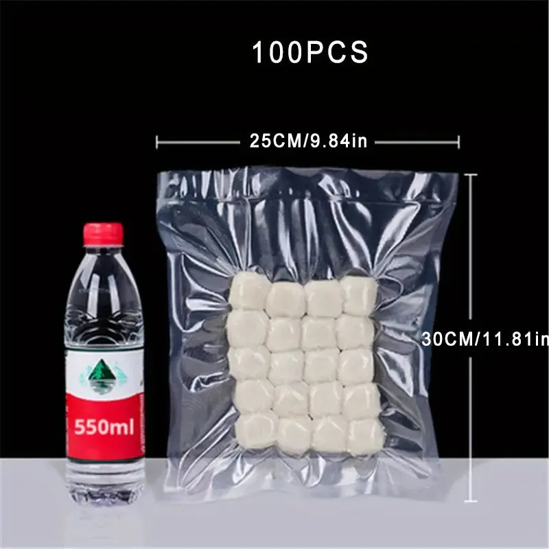 Pack of 100 Pre-Cut Textured Vacuum Sealer Bags for Efficient Food Storage and Compression