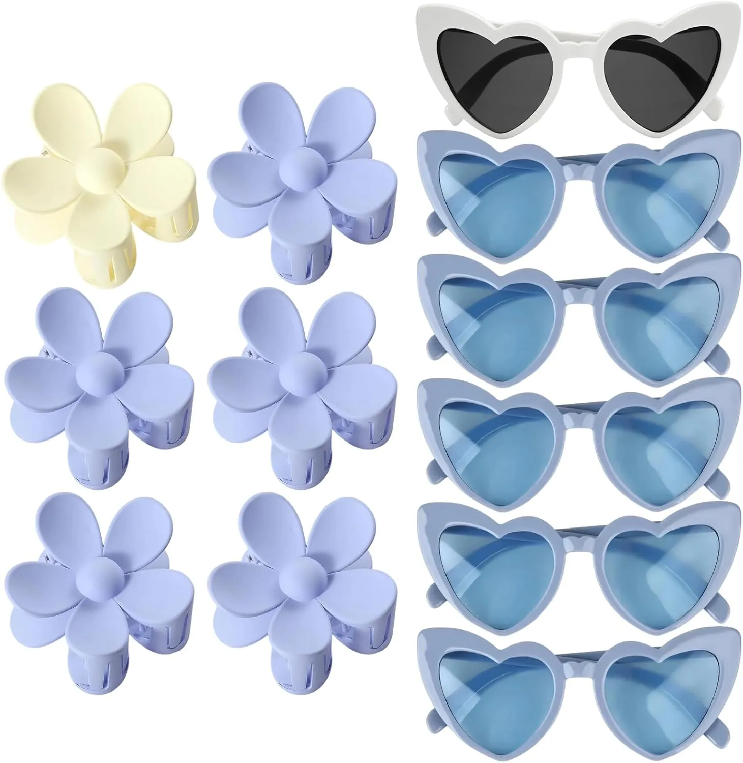 12 Pcs Bridesmaids Proposal Gifts Set with Heart Shaped Sunglasses Bulk and Claw Clips Flower,Bridesmaid Gift Box Bridesmaid Hair Accessories for Wedding Party