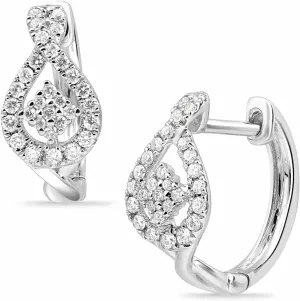 14K Solid White Gold 0.33 Carat White Natural Diamond Infinity Huggie Hoop Earrings Minimalist Jewelry Jewelry Gifts For Women (G-H Color, SI1-SI2 Clarity) Fine Jewelry