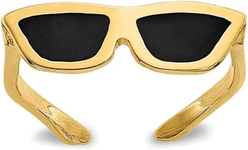 14K Yellow Gold Sunglasses with Black Enamel Toe Ring