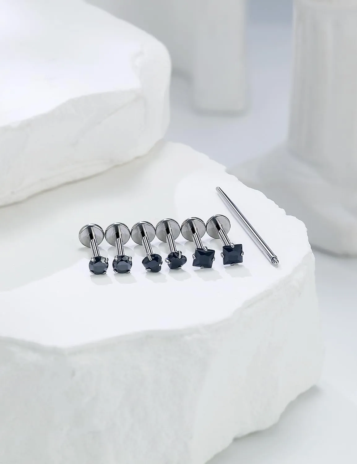 16G F136 Titanium Lip Rings CZ Labret Jewelry Internally Threaded Monroe Lip Ring Medusa Snake Bite Piercing Jewelry Conch Tragus Forward Helix Cartilage Earring Studs Piercing Jewelry