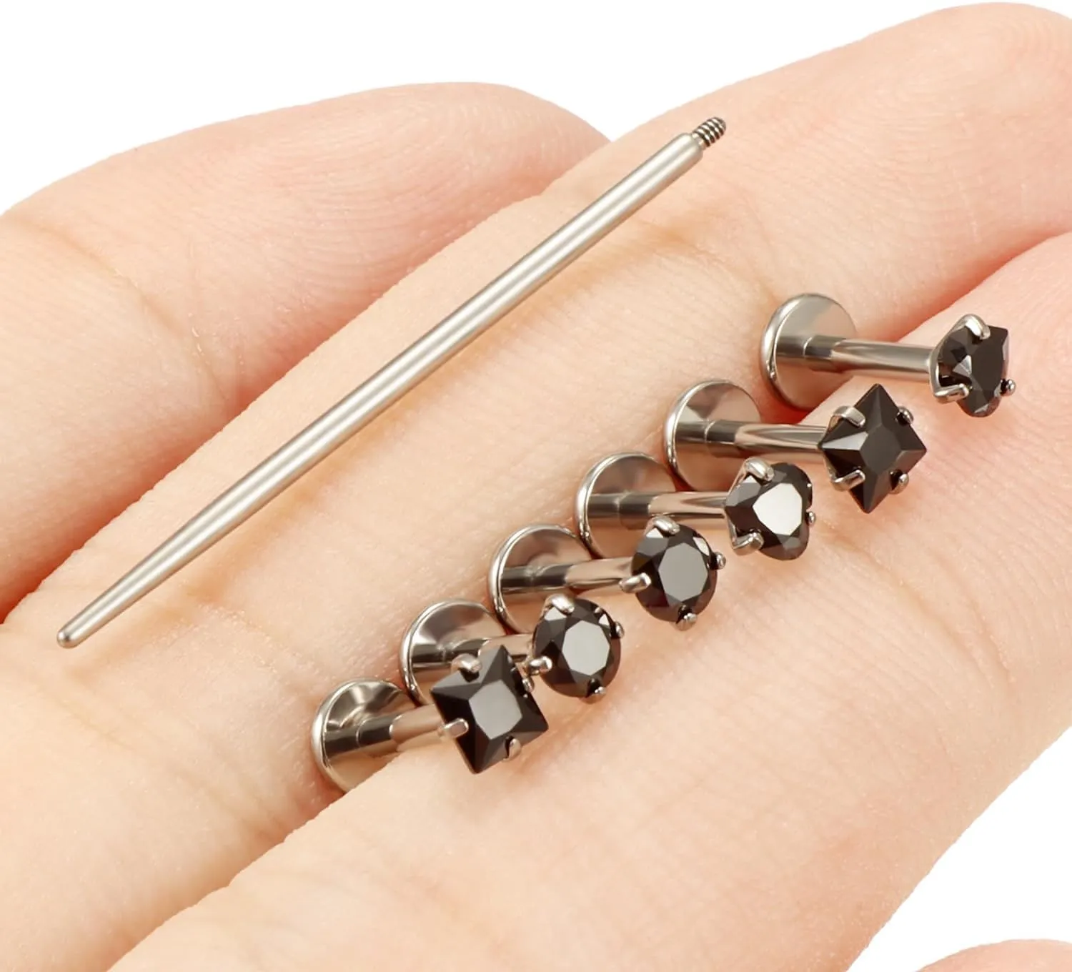 16G F136 Titanium Lip Rings CZ Labret Jewelry Internally Threaded Monroe Lip Ring Medusa Snake Bite Piercing Jewelry Conch Tragus Forward Helix Cartilage Earring Studs Piercing Jewelry