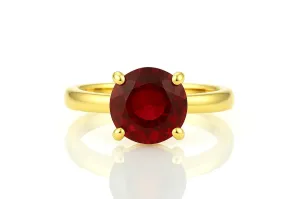 18k Garnet Ring - January Birthstone Gold Prong Jewelry - Gemstone Stacking Band - Elegant Cocktail or Engagement Jewelry