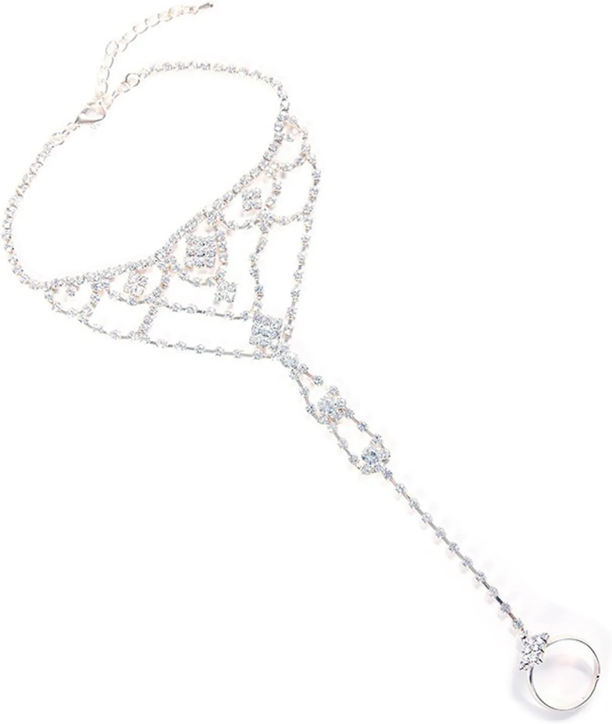 1Pair Bikini Rhinestone Barefoot Sandals Foot Chain Jewelry Wedding Crystal Leg Bracelet Toe Jewelry Summer Beach Rhinestone High Heel Anklet Shoe Chain for Women