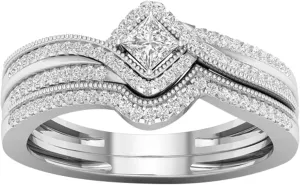 2Pcs Stackable Ring Exquisite Vintage Rings Set Engagement Zirconia Fashion Jewelry for Women Fashion Jewelry Set