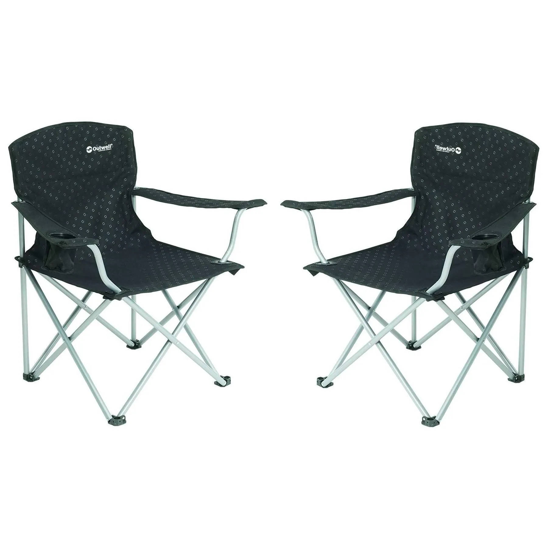 2x Outwell Catamarca Folding Chair Camping Caravan Fishing Black 2022 125kg
