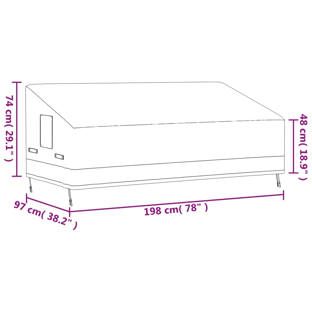 3-Seater Bench Cover Beige 198x97x48/74 cm 600D Oxford