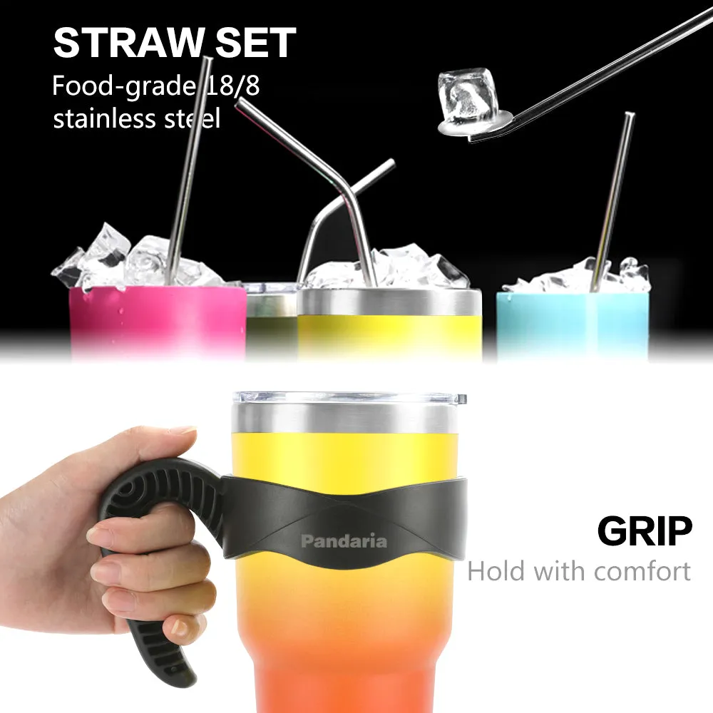 30oz Vacuum Insulated Tumbler Set with Straws Lids&Handle, Autuman Whispers