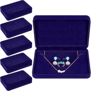 6 Pcs Large Jewelry Set - Necklace, Ring, Earring, Pendant Gift Box - Flannelette Jewelry Case for Traveling