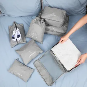 7 Piece Packing Cubes Luggage Accessory Set Compact Travel Storage Bags Underwear Pocket Mesh Pockets Grey