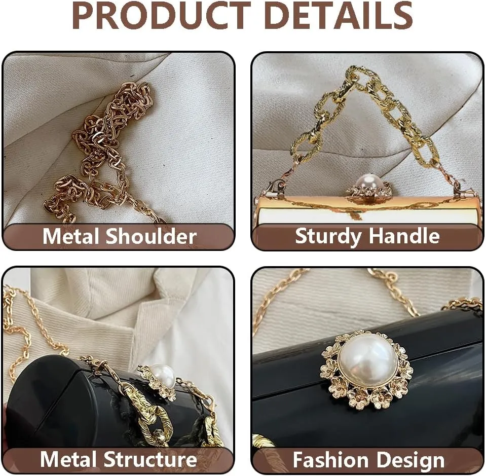Acrylic Evening Clutch Purse Tote Handbag Bags for Women Chic Metal Purses Wedding Cocktail Party 2024
