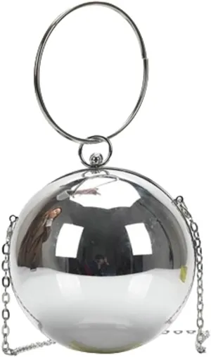 Acrylic Evening Clutch Women Chic Metal Purses Shiny Round Handbag Crossbody Bag for Parties Cocktail Wedding 2025