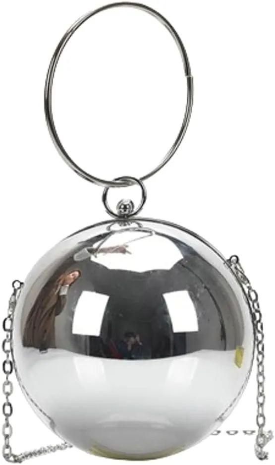 Acrylic Evening Clutch Women Chic Metal Purses Shiny Round Handbag Crossbody Bag for Parties Cocktail Wedding 2025
