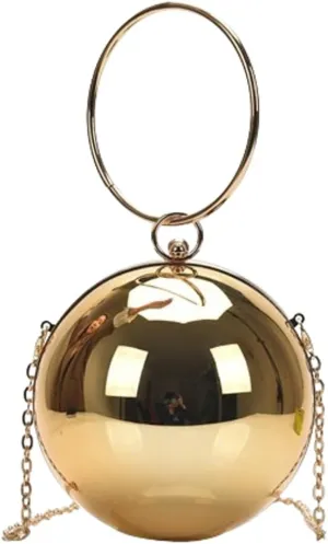 Acrylic Evening Clutch Women Chic Metal Purses Shiny Round Handbag Crossbody Bag for Parties Cocktail Wedding 2025