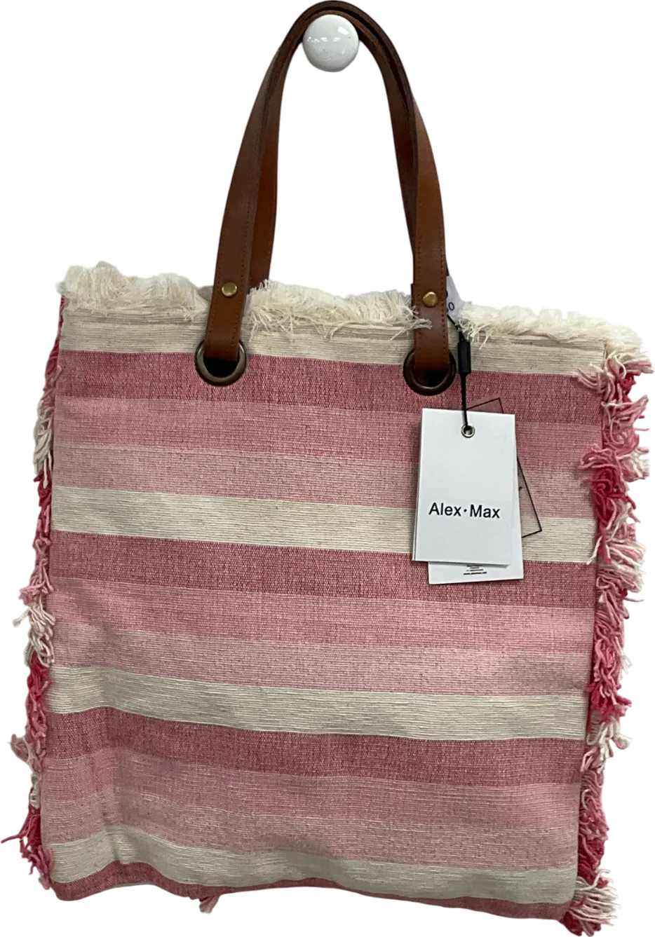 alex max Pink Stripe Tote Bag