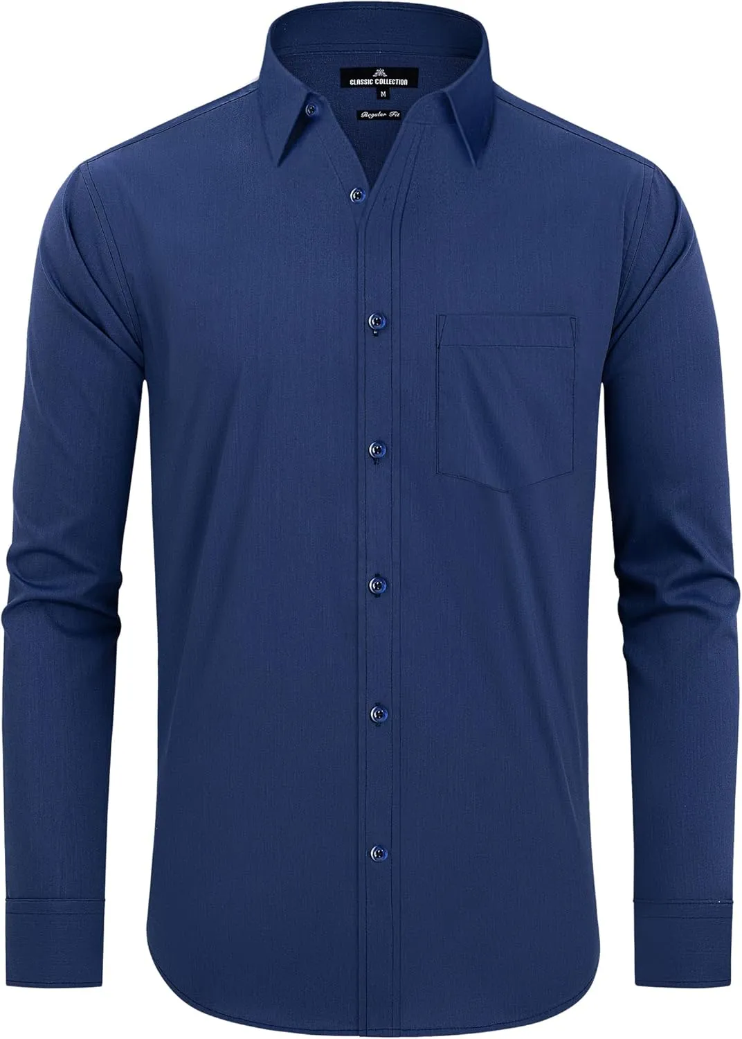 Alimens & Gentle Men's Dress Shirts Regular Fit Long Sleeve Button Down Shirts Wrinkle Free Cotton Shirts