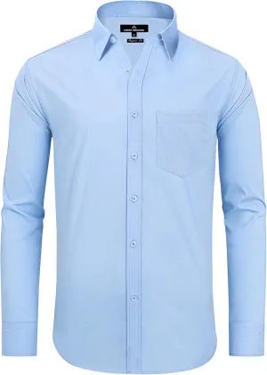 Alimens & Gentle Men's Dress Shirts Regular Fit Long Sleeve Button Down Shirts Wrinkle Free Cotton Shirts