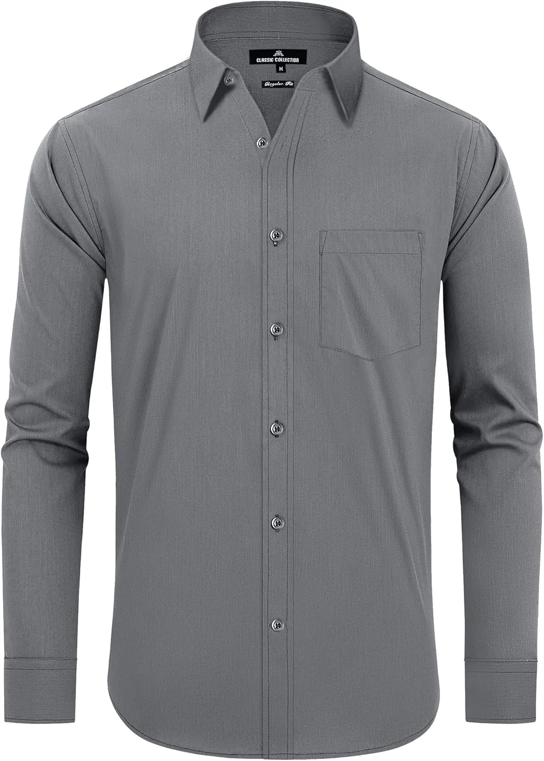 Alimens & Gentle Men's Dress Shirts Regular Fit Long Sleeve Button Down Shirts Wrinkle Free Cotton Shirts