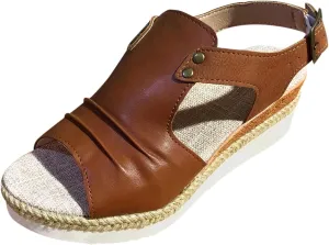 AMDBEL Summer Sandals for Women 2024, Orthopedic Platform Wedge Sandals for Women Summer Dressy Flat 2023 Open Toe Ankle Strap Espadrilles Sandals Casual Strappy Slip on Sandals Beach Boho Sandals