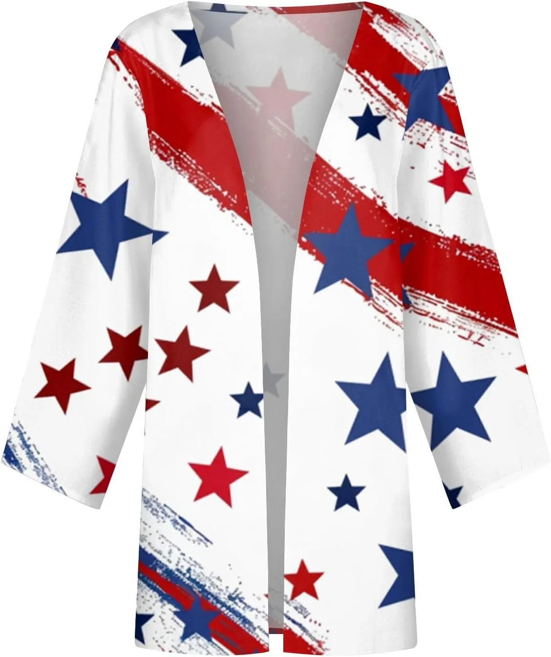 American Flag Cardigan 4Th of July Kimono Cover Up 3/4 Length Puff Sleeve Open Front Cover Up Summer 2025 Tops Clothes