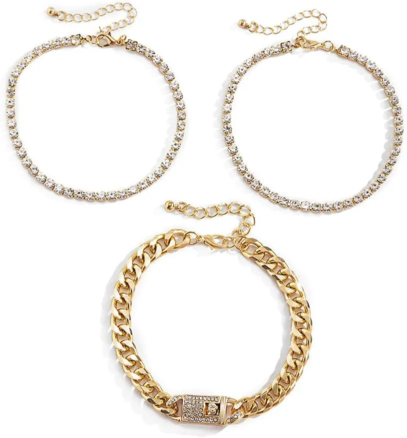 Anklet Bracelet Shiny Rhinestone Anklet Bracelet Adjustable Crystal Anklet Barefoot Sandals On Foot-Y