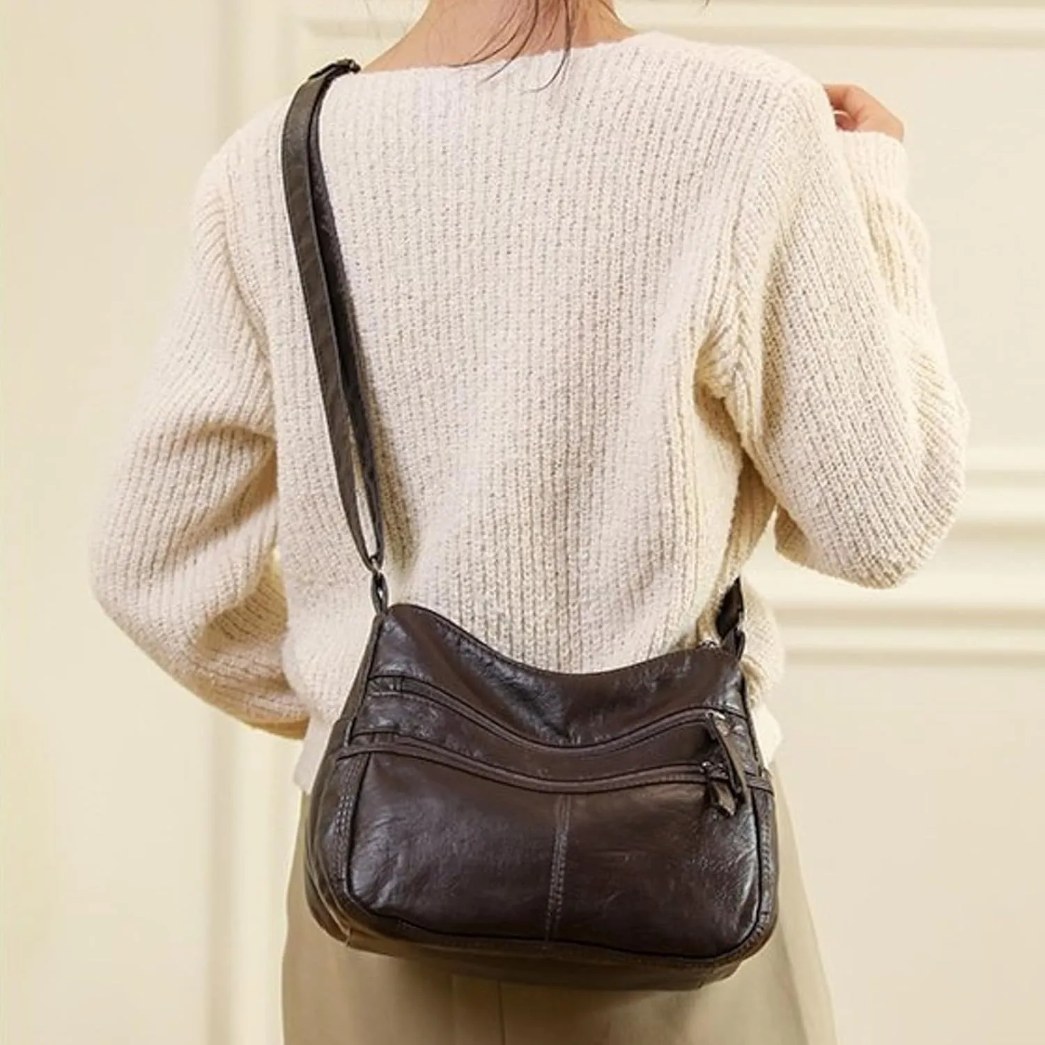 Anti Theft Crossbody Bags for Women Lightweight Quilted Fabric Handbags for Women Womens Vacation Shoulder Bag(Brown)