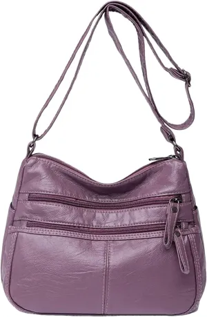 Anti Theft Crossbody Bags for Women Lightweight Quilted Fabric Handbags for Women Womens Vacation Shoulder Bag(Purple)
