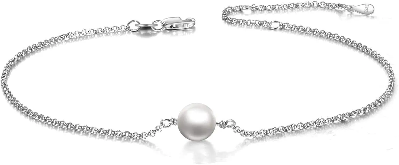 AOBOCO Crystal Ankle Bracelet for Women Sterling Silver Teens Anklets