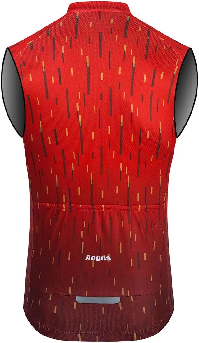 Aogda Sleeveless Cycling Jerseys For Men Bike Shirts Bicycle Vests Team Biking Tops Clothing
