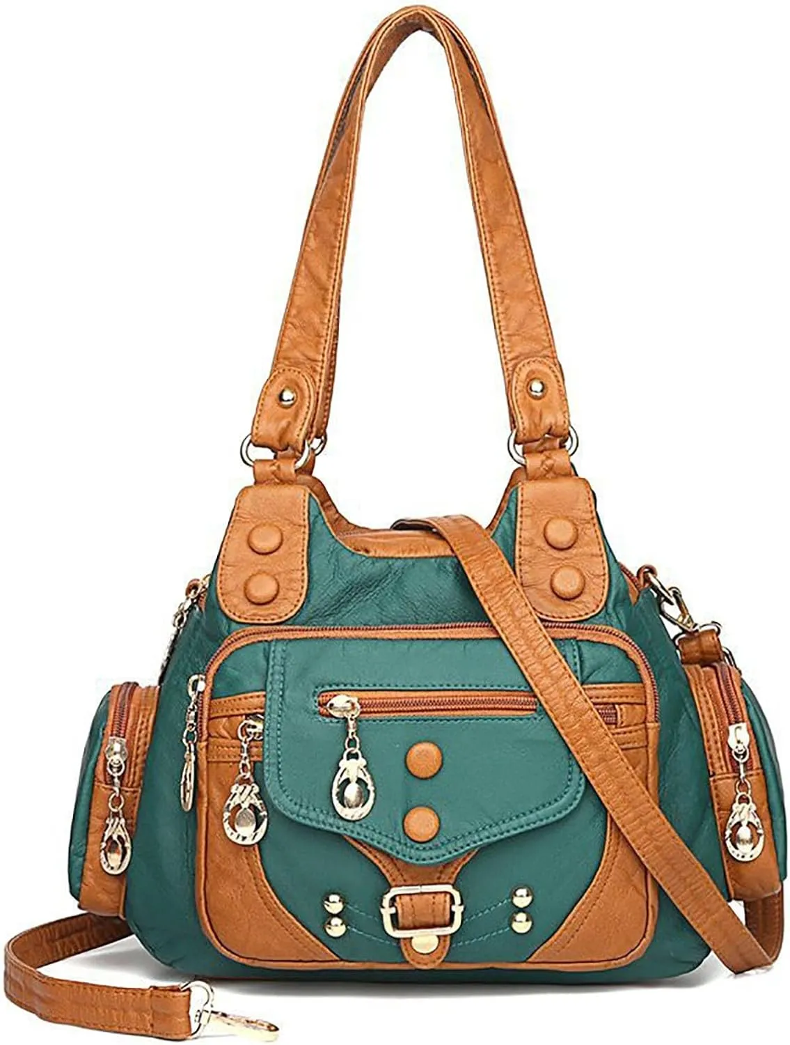 Athletic Crossbody Bags for Women Retro Studded Crossbody Bags Small Shoulder Purses Lightweight Carry on Bag(Green)
