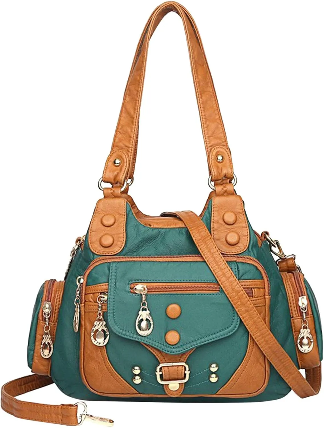 Athletic Crossbody Bags for Women Retro Studded Crossbody Bags Small Shoulder Purses Lightweight Carry on Bag(Green)