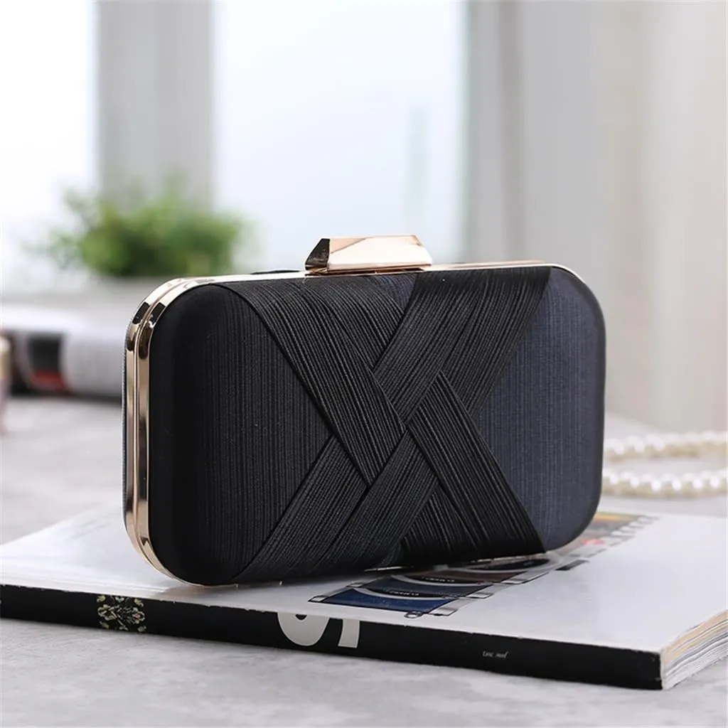 Bag Classic Pleated Satin Woven Evening Party Dress Clutch Cross Small Bag(E)