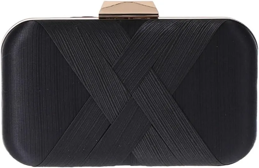 Bag Classic Pleated Satin Woven Evening Party Dress Clutch Cross Small Bag(E)