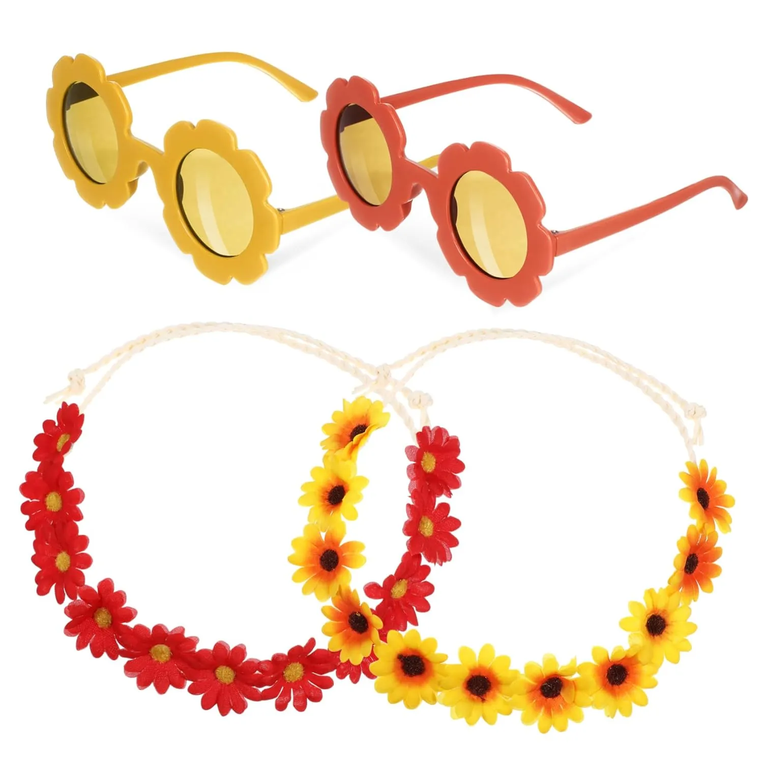 Beaupretty 1Set Sunflower Hair Wreath with Sunglasses Floral Crown Headband for Women Boho Style for Parties Weddings Lightweight Durable Design for Festivals
