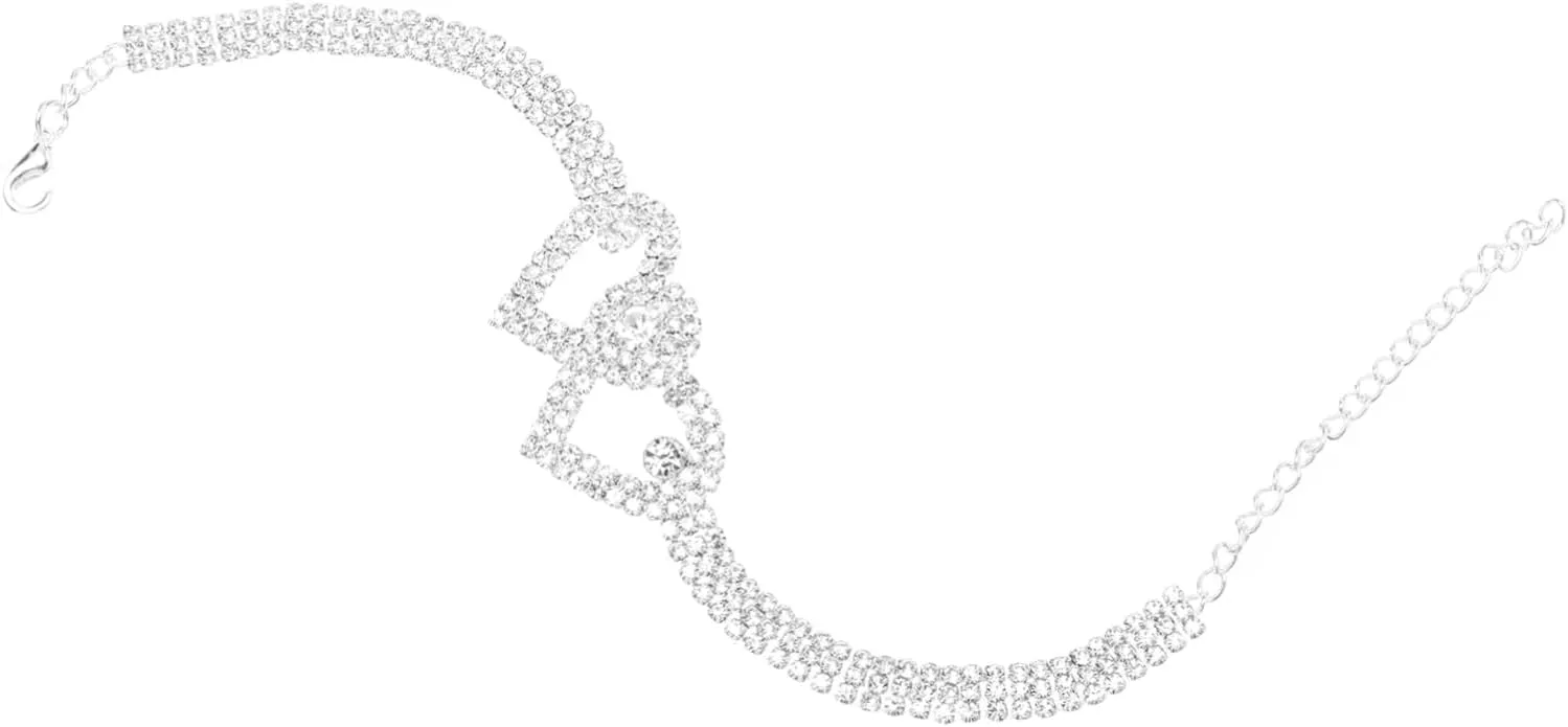 BESPORTBLE Chic Heart Design Rhinestone Anklet Crystal Foot Chain for Beach Parties Stacking Bracelet for Women