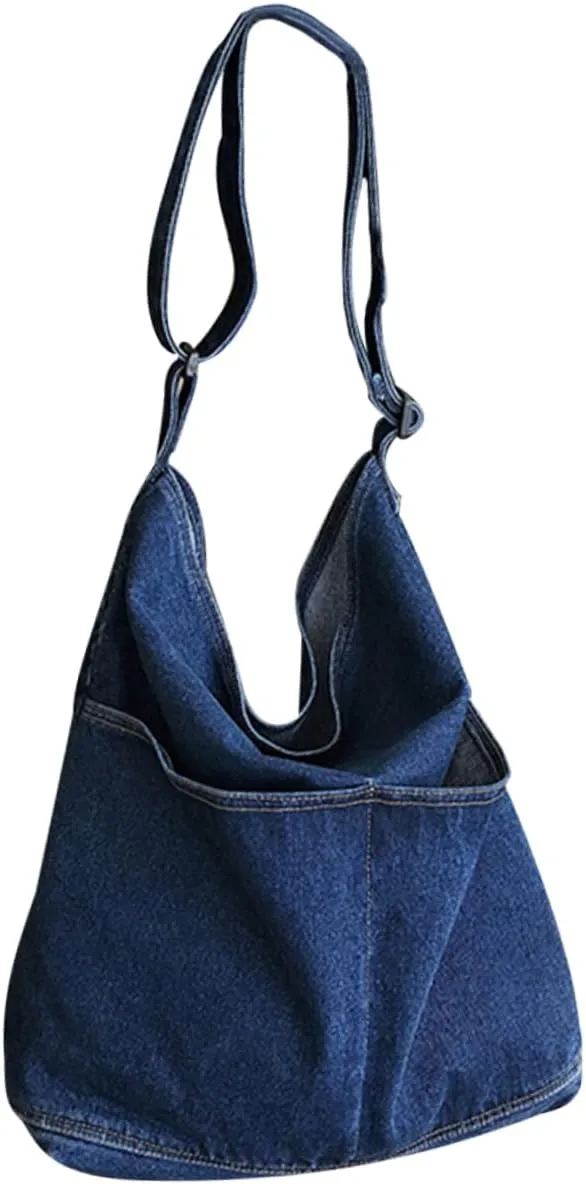 BESTYASH Denim Canvas Sling Bag for Women Hobo Purse Large Capacity Crossbody Tote Bag