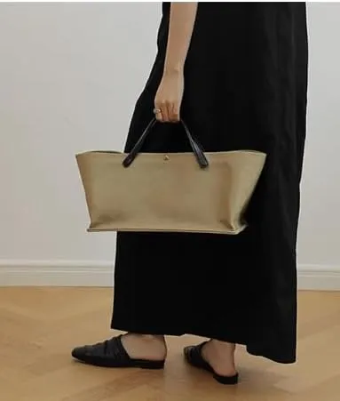 Big Bags - Women's Splicing Leather Handle Canvas Handbag Fashion Young Casual Tote Bag