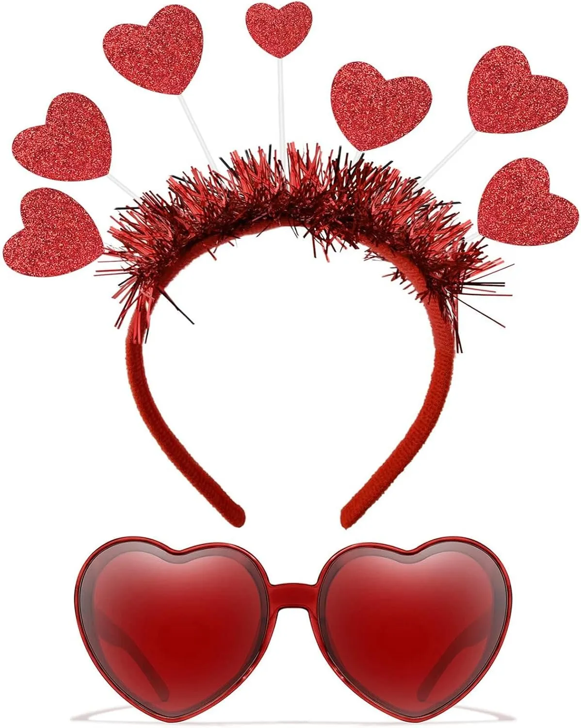 Blesky Heart Headband and Heart Sunglasses for Valentine Wedding Birthday Halloween Party