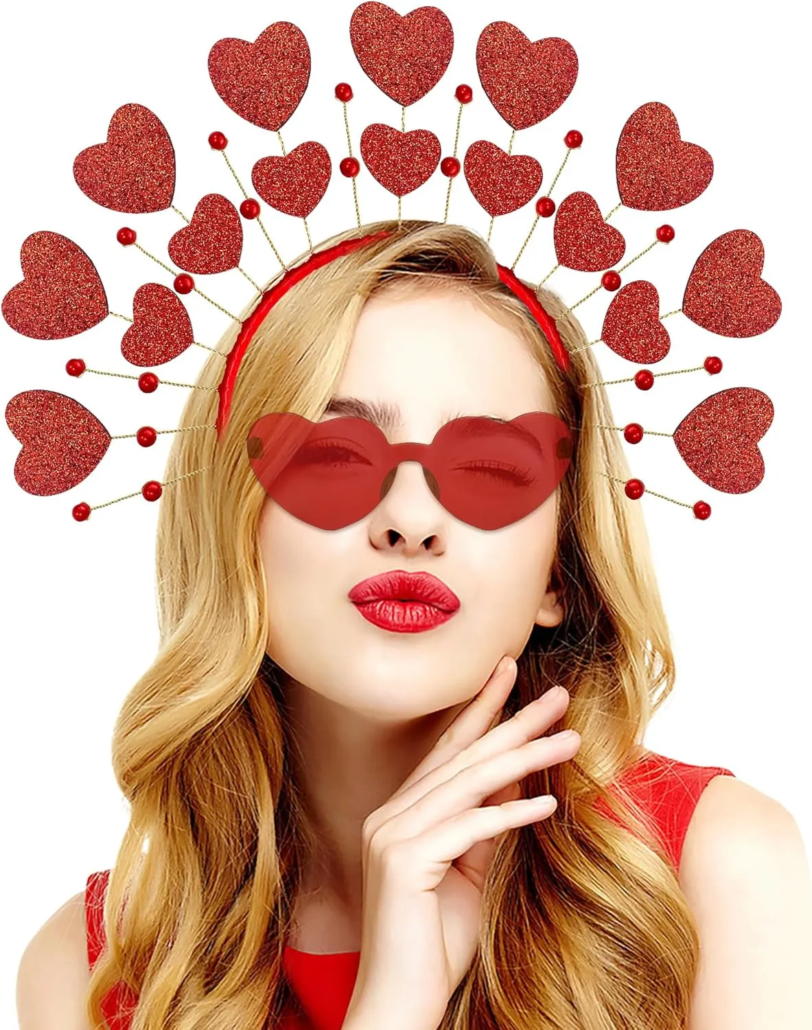 BleSky Valentines Heart Headband and Sunglasses Goddess Halo Crown for Wedding Halloween Headwear