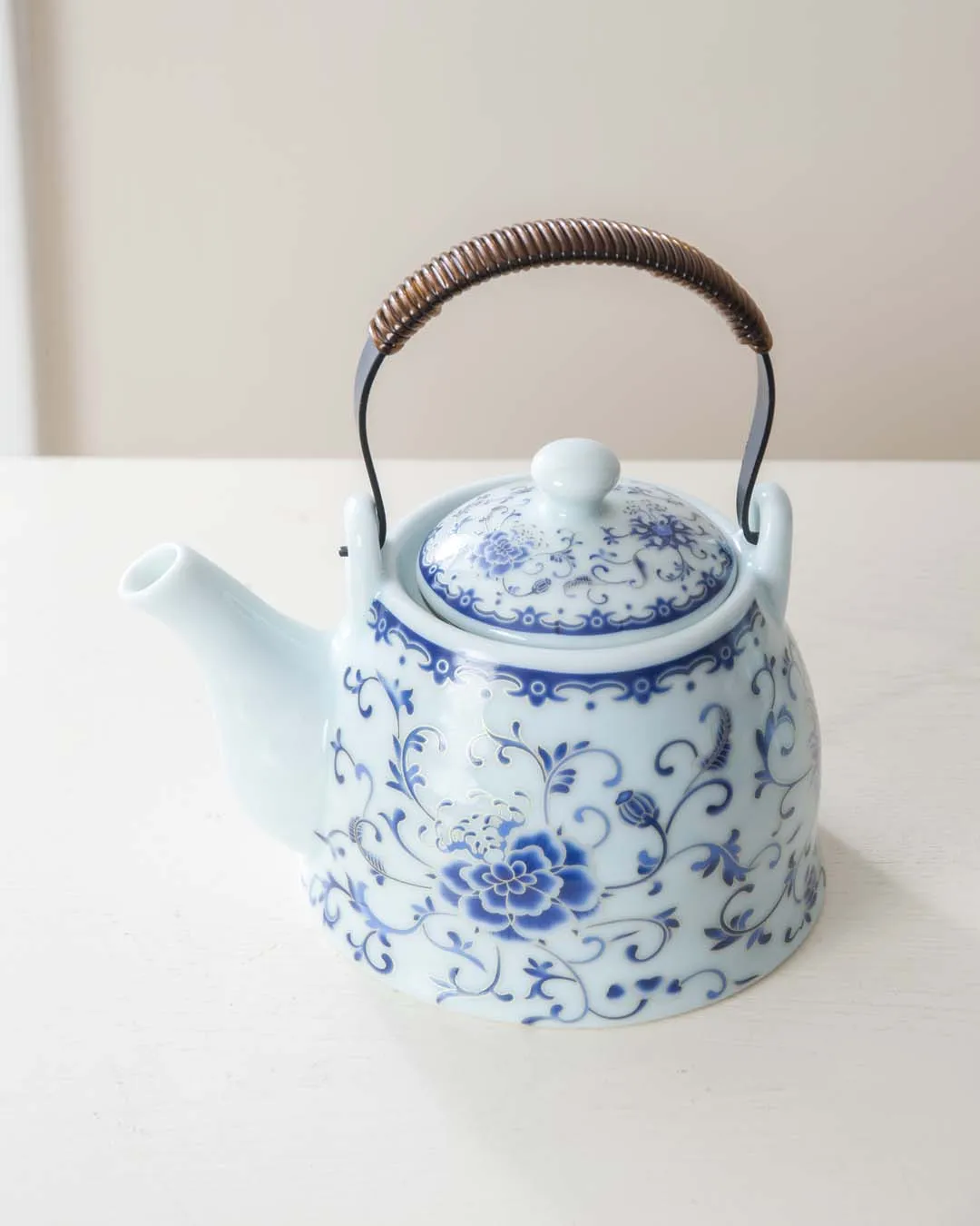 Blue Peony Ceramic Tea Kettle
