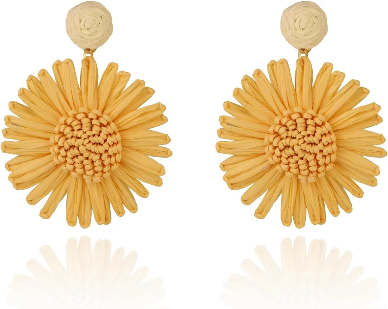 Boho Statement Raffia Starfish Flower Earrings for Women Handmade Bohemia Summer Beach Jewelry Drop Dangle Earrings