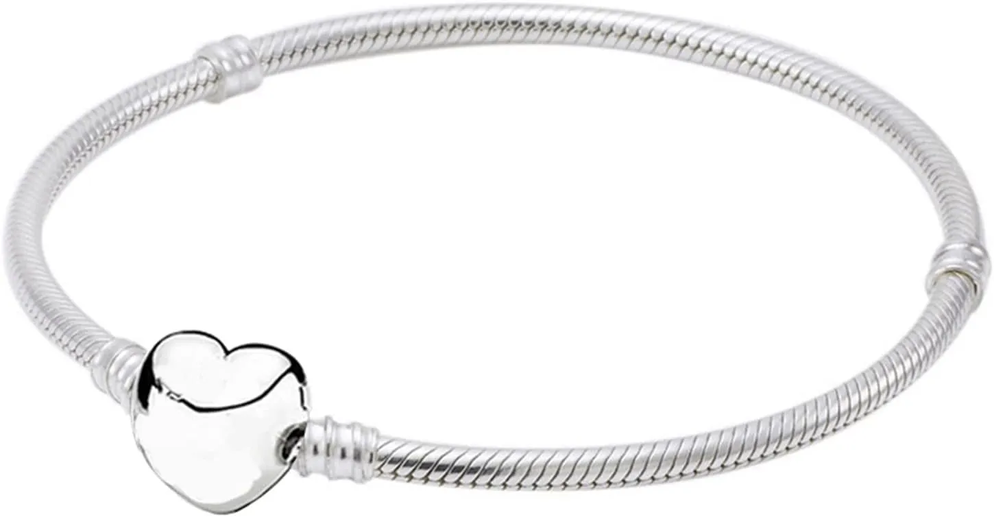 Bracelet Love Heart Clasp Bracelet Bangle Fit Silver Bead Charm Bracelet Europe Jewelry Bracelet Ladies Jewelry (17cm)