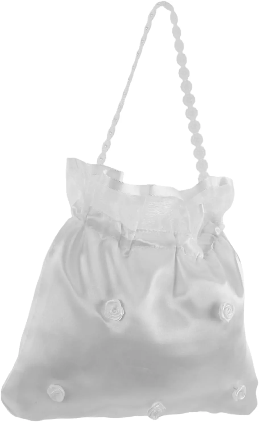 Bridal Dolly Bag for Wedding Satin Flower Clutch Purse White Evening Bag for Women