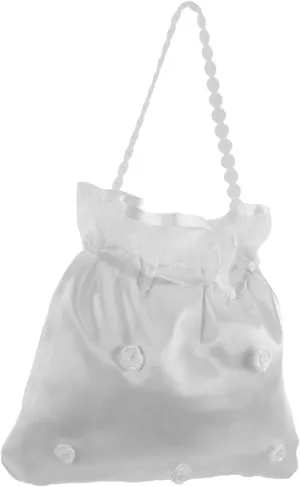 Bridal Dolly Bag for Wedding Satin Flower Clutch Purse White Evening Bag for Women