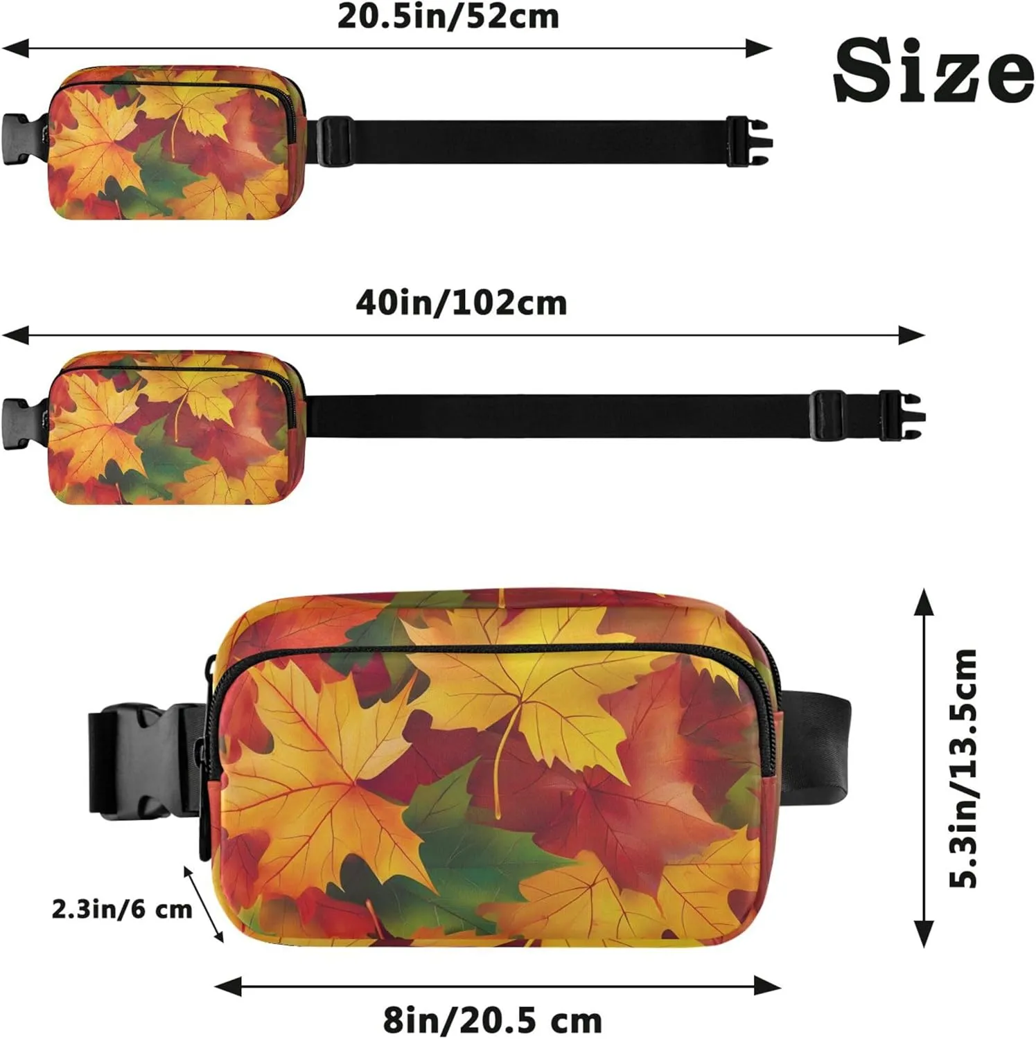 Bright Vibrant Maple Leaves Women Fanny Pack Waterproof Hip Pack Belt Bag Cute Waist Pouch for Women