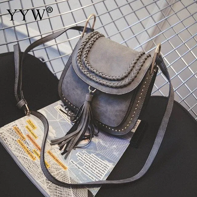 Brown Tassel Crossbody Bag for Women